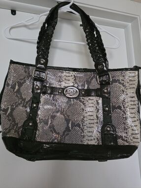Sharif Snakeakin And Leather Tote Bag